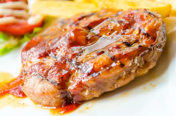Barbecue grilled pork steak — Stock Photo, Image