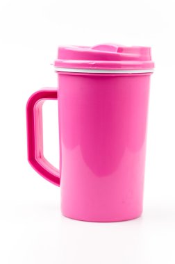 pembe plastik cam izole beyaz arka plan