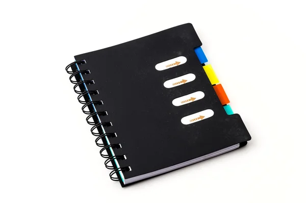 Black notebook isolated — Stock Photo, Image