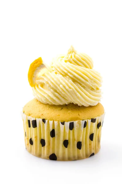 Limon cupcakes izole beyaz arka plan — Stok fotoğraf