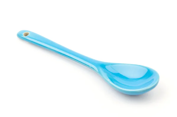 孤立的蓝色勺子白色背景 — 图库照片