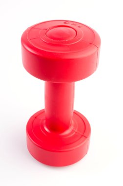 Beyaz arka plan üzerinde izole kırmızı dumbells ağırlık