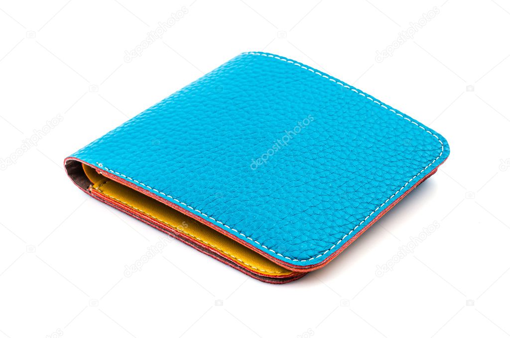 Leather wallet isolated white background