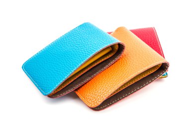 deri cüzdan izole beyaz arka plan