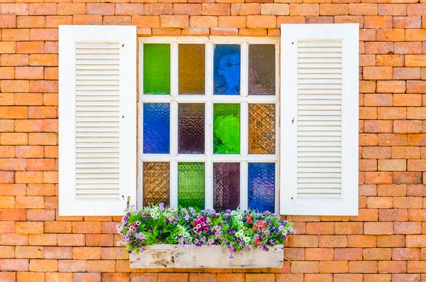 Window on brick wall — Stock Photo, Image