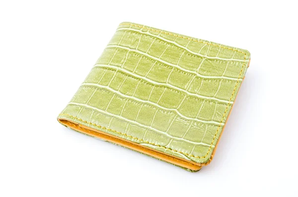 Green leather wallet — Stock Photo, Image