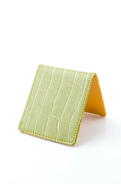 Green leather wallet isolated white background — Stock Photo, Image