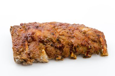 Barbekü domuz eti izole beyaz arka kaburgalar
