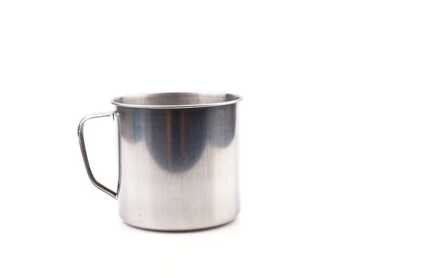 Stainless steel cup isolated white background — Stock Photo, Image