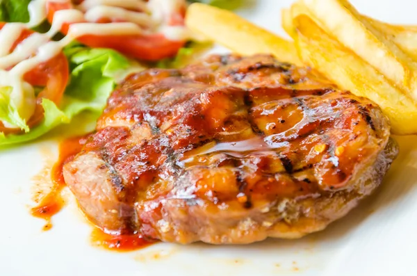 Barbecue grilled pork steak — Stock Photo, Image