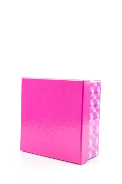 Caixa de presente rosa isolado fundo branco — Fotografia de Stock