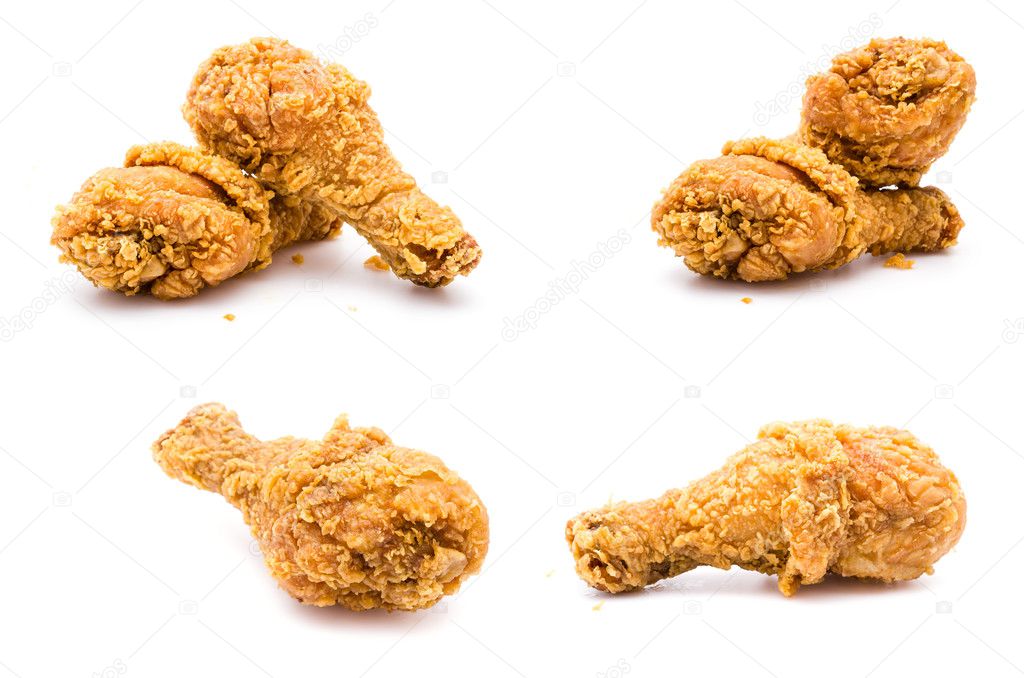 Fried chicken isolated white background