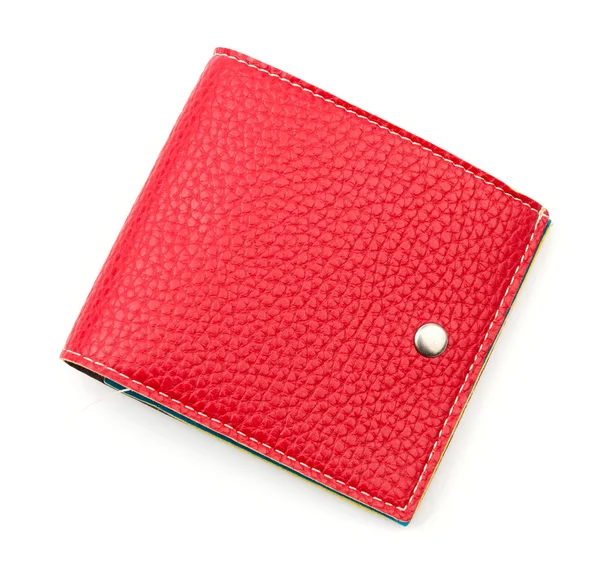 Portefeuille cuir rouge isolé fond blanc — Photo