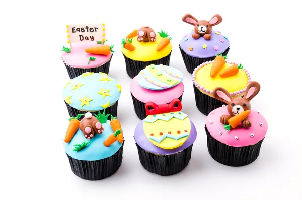 Easter cupcakes isolated white background — Stock Photo, Image