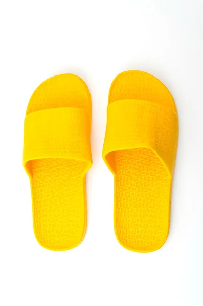 Yellow slippers isolated white background — Stock Photo, Image