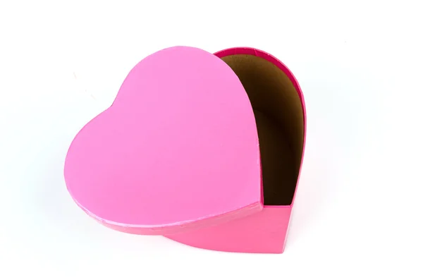 Κουτί απομονωμένη καρδιά ροζ λευκό φόντο — Φωτογραφία Αρχείου