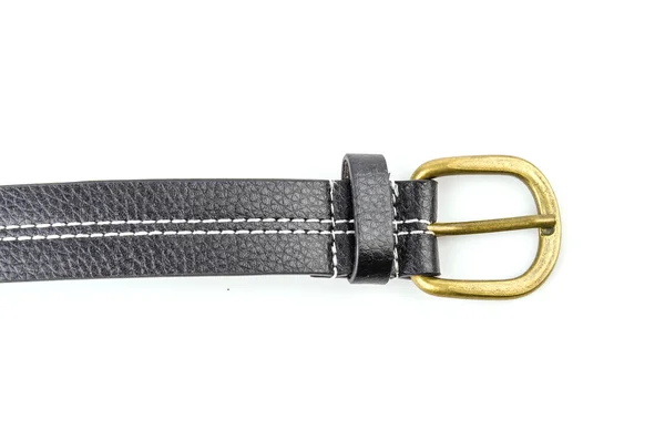 Ceinture en cuir noir isolé fond blanc — Photo