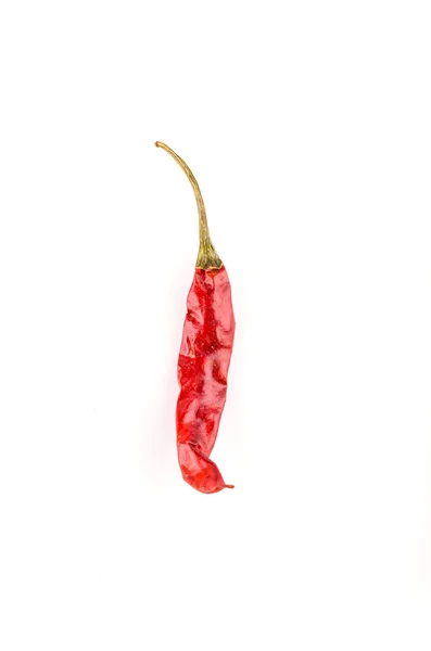 Piment rouge séché isolé fond blanc — Photo