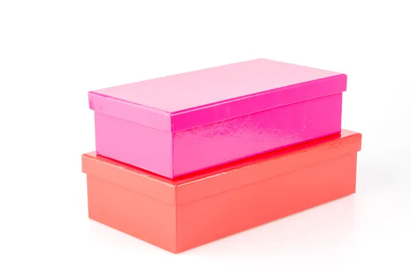Caixa rosa isolado fundo branco — Fotografia de Stock