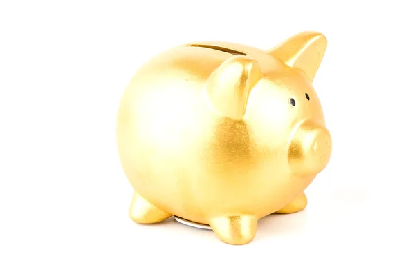 Gold piggy bank isolated white background — Stock Photo, Image