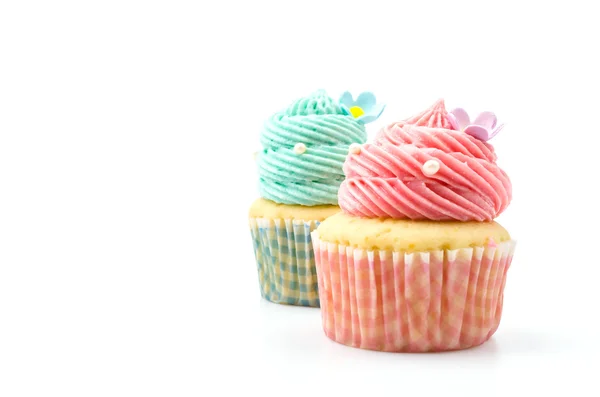 Vainilla cupcakes aislado fondo blanco —  Fotos de Stock