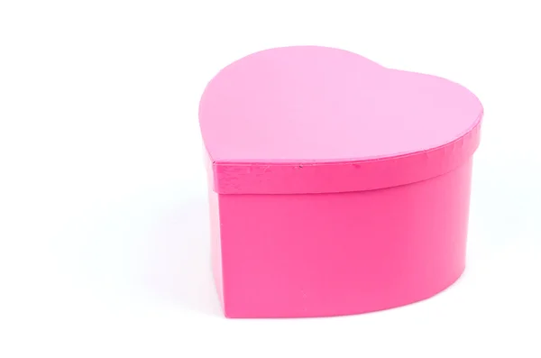 Caja de corazón rosa aislado fondo blanco —  Fotos de Stock