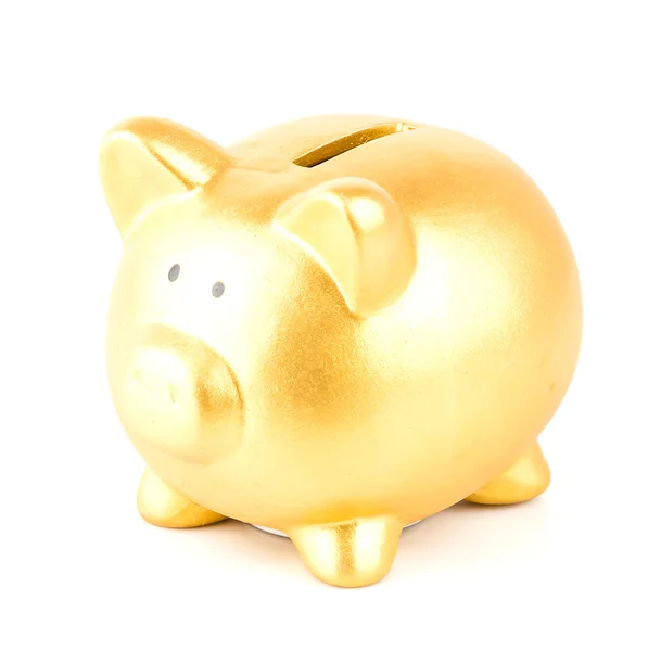 Gold piggy bank isolated — Stock Photo, Image