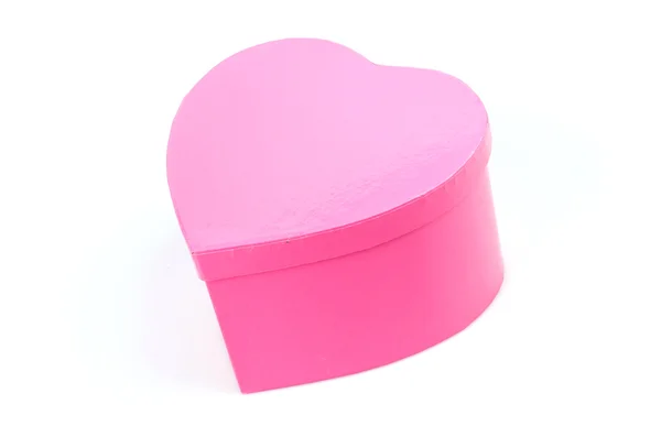 Caja de corazón rosa aislado fondo blanco — Foto de Stock