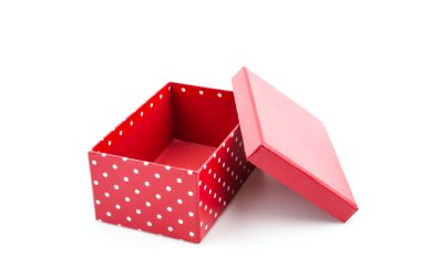 Kırmızı hediye izole kutusu beyaz arka plan