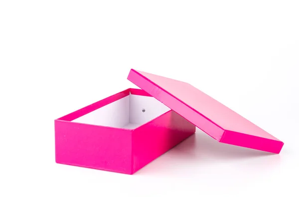 Rózsaszín doboz elszigetelt fehér háttér — Stock Fotó