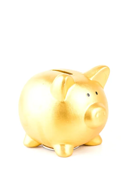 Gold piggy bank isolated white background — Stock Photo, Image