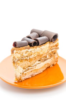 Beyaz arka plan üzerinde izole kahve kek