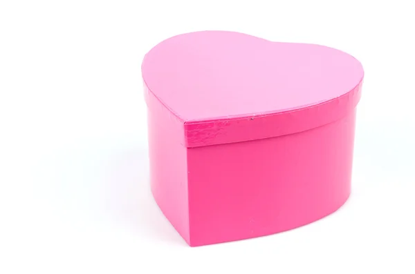 Caja de corazón rosa aislado fondo blanco — Foto de Stock