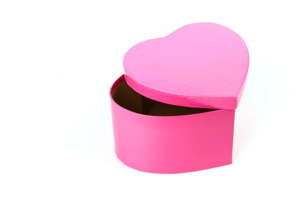 Caja de corazón rosa aislado fondo blanco — Foto de Stock