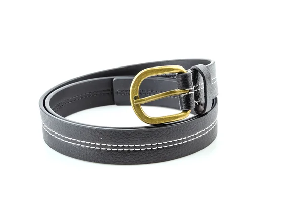 Black leather belt isolated white background — Stock Photo, Image