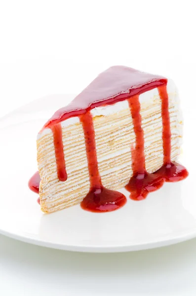 딸기 크 레이프 케이크 — 스톡 사진