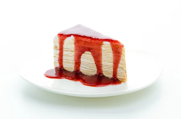 Strawberry Crepe cake — Stock Photo, Image
