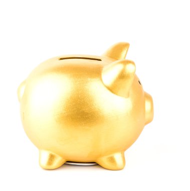 altın izole kumbara beyaz arka plan