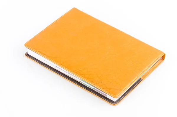 Kožený zápisník izolované bílé pozadí — Stock fotografie
