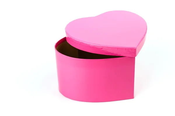 ピンクのハート ボックス分離した白い背景 — ストック写真