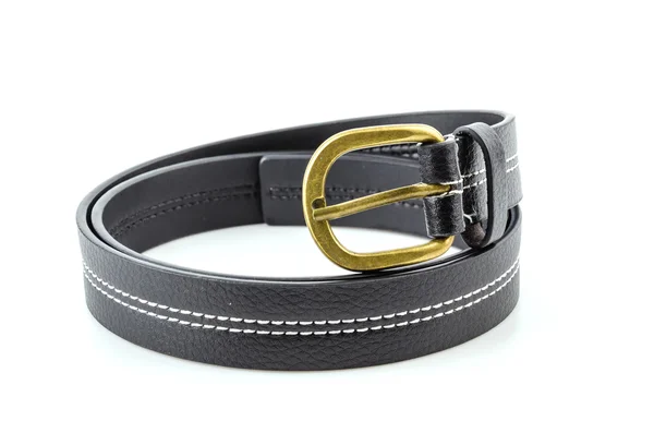 Black leather belt isolated white background — Stock Photo, Image