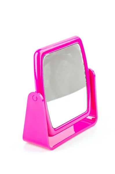 Mesa espejo rosa aislado fondo blanco —  Fotos de Stock