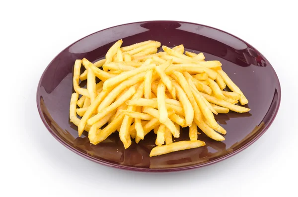 Pommes frites maträtt isolerade vit bakgrund — Stockfoto