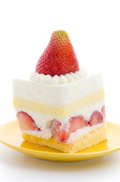 Strawberry cheesecake geïsoleerd op witte achtergrond — Stockfoto