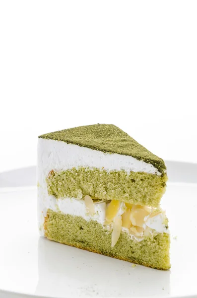 Kuchen Matcha isoliert weißen Hintergrund — Stockfoto