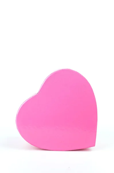 粉红色的心盒分离白色背景 — 图库照片