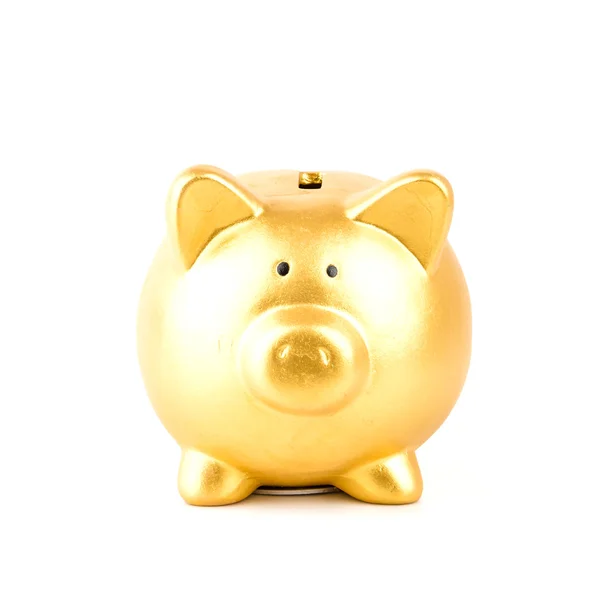 Gold piggy bank isolated white background — Stock Photo, Image