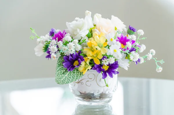 Bouquet flower in vase — Stock Photo, Image