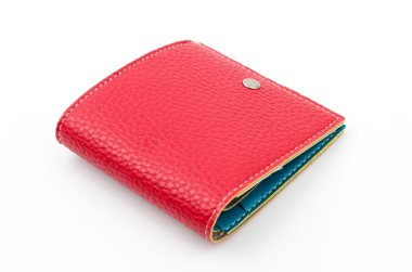 kırmızı deri cüzdan izole beyaz arka plan