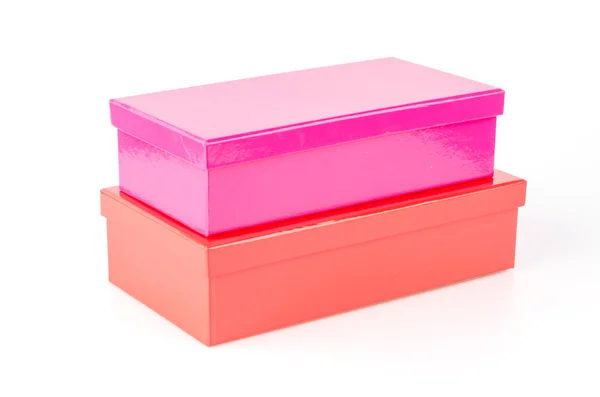 Λευκό φόντο ροζ κουτί απομονωθεί — Φωτογραφία Αρχείου